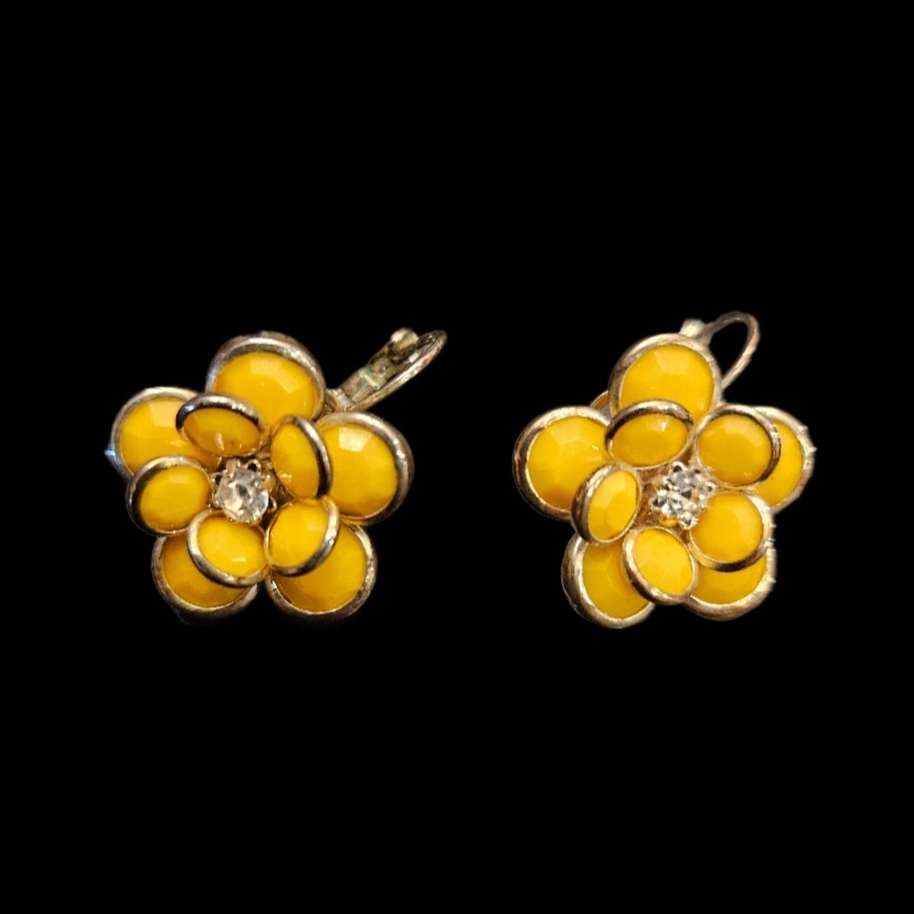 Yellow Bloom Flower Earrings